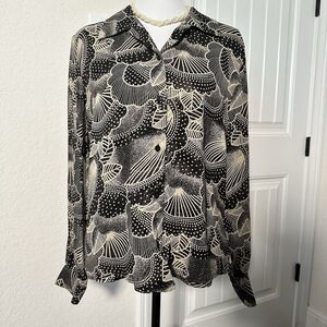 Vintage Nygard Collection silk top abstract Black and white women's size 10